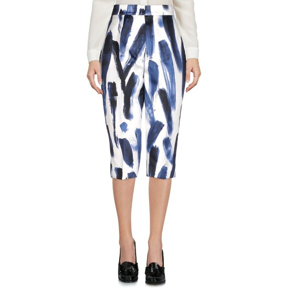 DOLCE & GABBANA PANTS PAINT BRUSH STROKE SILK CROPPED TROUSERS sz IT 42 US 6 - Picture 1 of 4